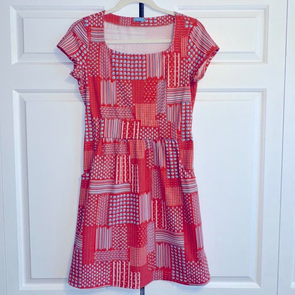 J. McLaughlin Dresses & Skirts - J. McLaughlin Dress /Orange Blue /Size Small/Short Sleeve Stretch Pockets